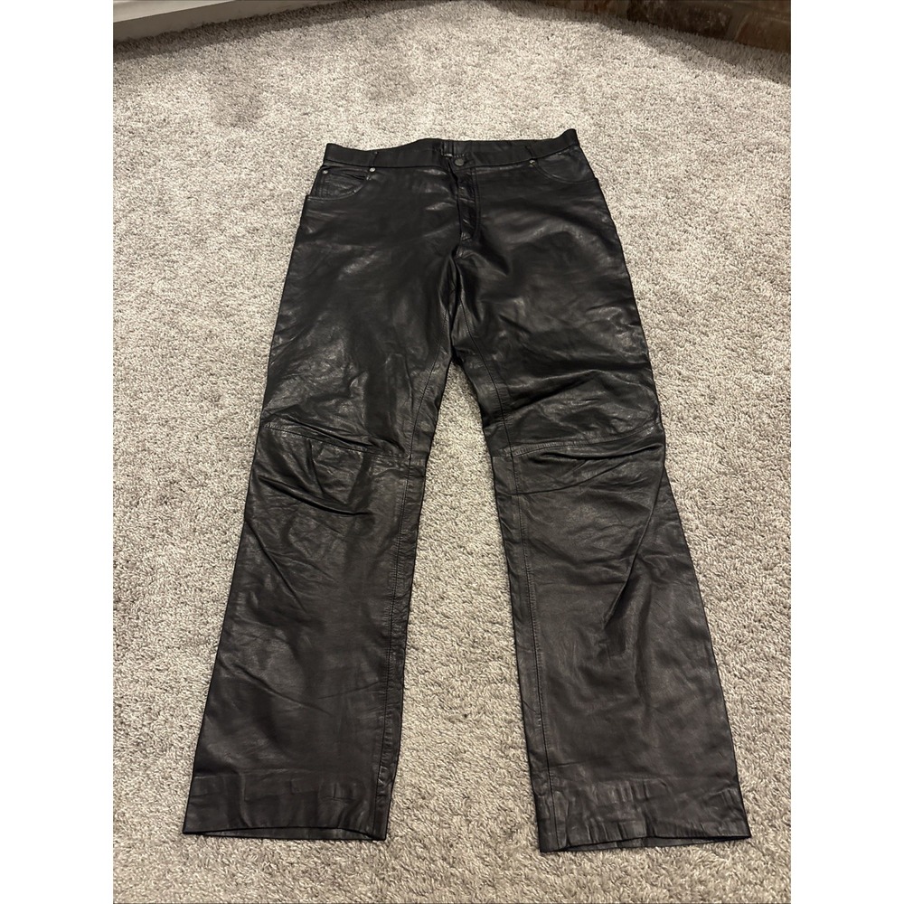 vintage 1990s pants WILSONS leather 36x32 black LOOSE relaxed SKATE jeans Y2K